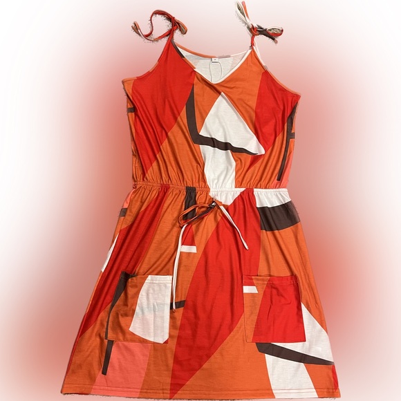 Red/Orange/Brown/Cream Dress size M - Picture 1 of 8